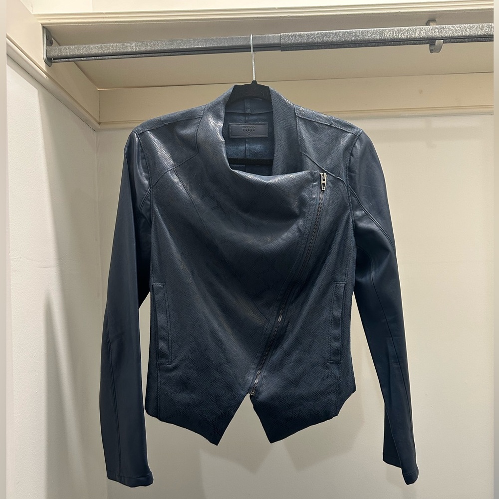 BankNYC Moto Jacket Blue S Faux Leather